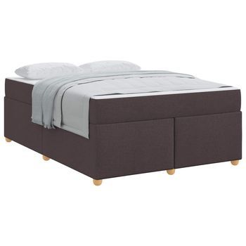 Estructura De Cama Con Colchón Marrón Oscuro 140 X 200 Cm Tela Vidaxl