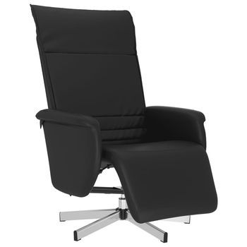Sillón Reclinable Con Reposapiés Cuero Sintético Negro