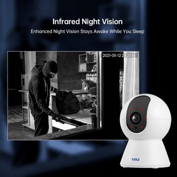KERUI 5MP K259 Cámara IP Inalámbrica para Interiores, Compatible con Tuya Smart WiFi, Cámara de Seguridad para el Hogar, CCTV, Vigilancia, Seguimiento Automático, Visión Nocturna IR