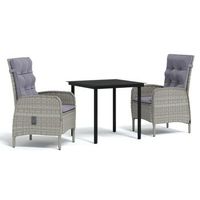 juego de comedor de jardin 3 uds con cojines gris y negro cfw329167