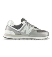 new balance para mujer w574v2li zapatillas de piel 574 gris metalizado 40 plano ante cordones casual
