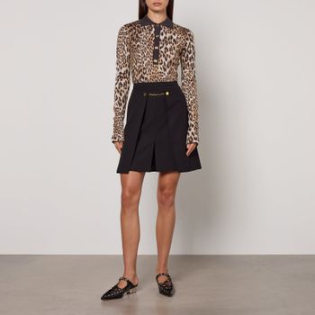 Ganni Leopard-Jacquard Wool Knit Top - S