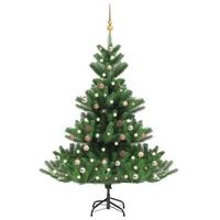 arbol de navidad abeto nordmann con leds y bolas verde 150 cm vidaxl