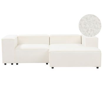 Sofá Esquinero Moderno 2 Plazas Izquierdo Patas Negras Tapicería De Bouclé Blanco Ardal - Blanco