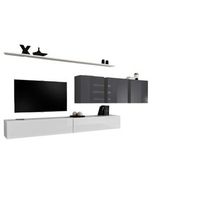 conjunto de muebles para salon switch vii diseno colores blanco y gris brillante