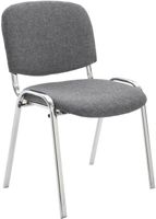 silla con patas de metal y asiento en tela gris