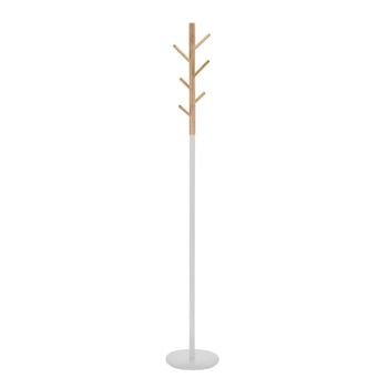 Perchero  de madera y metal roble y blanco 178x28x28 cm