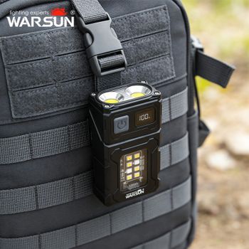 Luz de trabajo LED recargable WARSUN DC08, 800Lm, 90 °   Base giratoria, magnética, resistente al agua IPX5, lámpara multifunción portátil