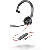 poly blackwire 3310 auriculares monoaurales usb-c negros  adaptador usb-ca
