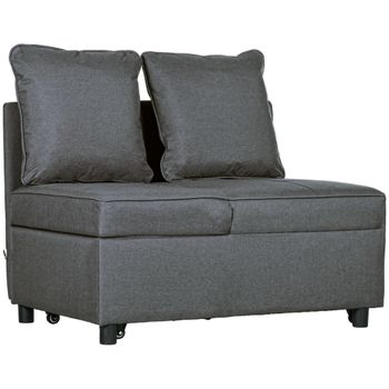 HOMCOM Sofá Cama de 1 Plaza con Respaldo Ajustable Sillón Cama Individual con Almohadas para Dormitorio Apartamento Gris