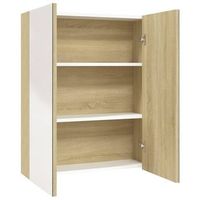armario de espejo de bano mdf blanco y roble 60x15x75 cm vidaxl