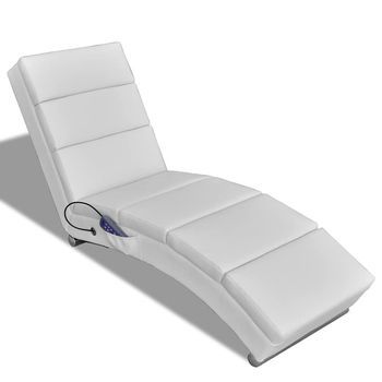 Tumbona De Masaje Reclinable De Cuero Sintético Blanco Vidaxl