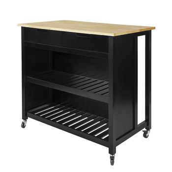 Carrito de cocina con 2 cajones y 2 estantes mdf negro