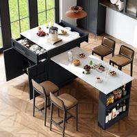 mesa extensible de 133-202 x 70 x 935 cm 2 cajones 4 estantes color negro