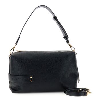 bolso de hombro efecto piel granulada con presilla de tpu y logotipo black