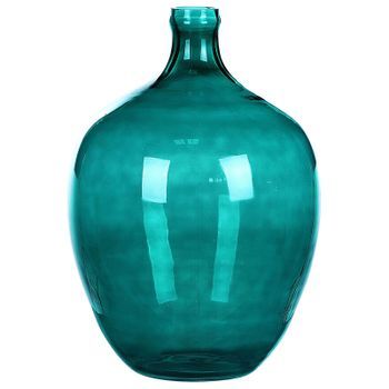 Jarrón De Vidrio Azul Turquesa 39 Cm Hecho A Mano Accesorio Decorativo Mesa Moderno Interior Roti