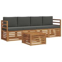 conjunto de sofas de exterior 5 piezas  mueble de jardin natural y antracita