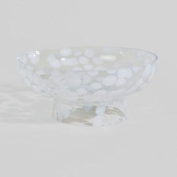 Frutero de vidrio blanco