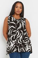 yours top sin mangas con vuelo negro de cebra mujer curvy y tallas grandes yours