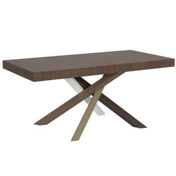 Mesa Extensible De 8 A 14 Personas, Madera Oscura Y Patas Entrelazadas De 4 Colores L 180 A 284 Cm Artemis