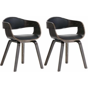 Set De 2 Sillas De Salón Kingston En Polipiel Simil Cuero Negro/gris 46x49x73 Cm Clp