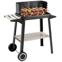 outsunny barbacoa de carbon vegetal parrillas asador bbq de picnic altura ajustable con estantes y ruedas para jardin exterior acampada   aosom espana
