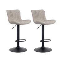 set de 2 taburetes de bar regulable en tela gris topo