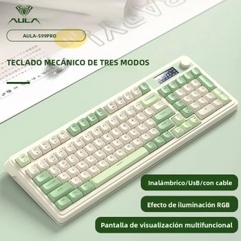 AULA S99Pro teclado para juegos de tres modos pantalla de visualización de perilla multifunción teclado personalizado RGB accesorios para jugadores de deportes electrónicos regalo