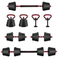 set de mancuernas barra y kettlebell 4 en 1 30 kg negro y rojo vidaxl