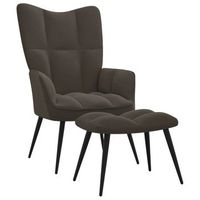 sillon de relax  silla de relax  silla de relajacion con taburete terciopelo gris oscuro cfw790150