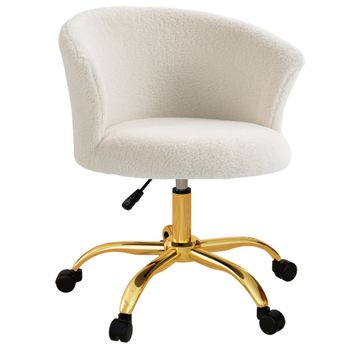 Vinsetto Silla de oficina silla de oficina ergonómica ajustable en altura asiento cómodo giratoria base de acero Blanco   Aosom España