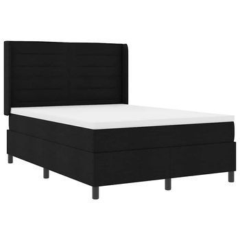Cama Box Spring Led Con Colchón Negro 160 X 200 Cm Tela Vidaxl