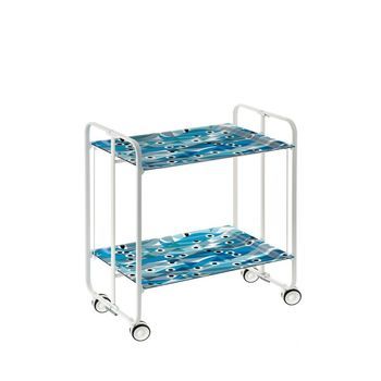 Carrito Auxiliar Plegable Bauhaus Con Ruedas - Armazón Metálico Blanco, 2 Niveles Y 4 Posiciones Ajustables,,65