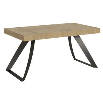 Mesa Extensible Con Patas Curvadas De Acero Antracita Volta-color Natural-alargaderas -ancho Extensible