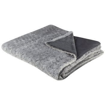Manta De Poliéster Gris Claro 200 X 220 Cm Colcha Pelo Suave Accesorio Saraswati