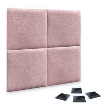 Dhome Juego De 4 Paneles Tapizados De Lana Ecológica Pack Autoadhesivos Para Pared Acústicos Absorbentes Protección (salmón, 60x60cm, X4)