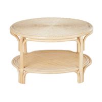 mesa de centro redonda de ratan barnizado o71 cm