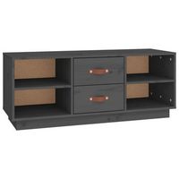 mueble tv  mueble de salon  armario tv de madera maciza de pino gris 100x34x40 cm
