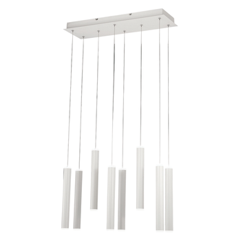 Lámpara Colgante Fabas Luce Prado De 8 Luces - Led Regulable De 52 W - Diseño Lineal Blanco Mate