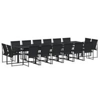 juego de comedor de jardin 17 piezas textileno negro vidaxl