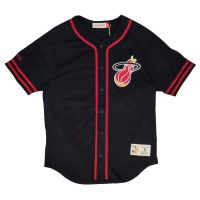 beisbolera mitchell and ness miami heat nba fashion cotton negra