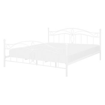 Cama De Metal Blanca 140 X 200 Cm Somier Listones Estilo Vintage Retro Boho Dormitorio Antlia