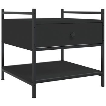 Mesa De Centro 50x50x50 Cm Madera Y Metal Trabajados - Negro