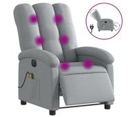 vidaxl sillon reclinable de masaje electrico tela gris claro