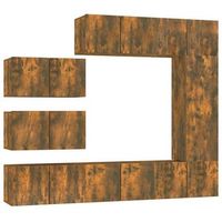 set de muebles de tv  muebles de salon 8 pzas madera contrachapada roble ahumado cfw70206