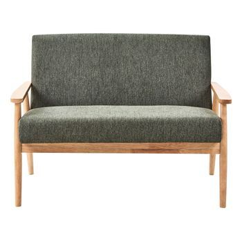 Sofá Retro De 2 Plazas Tapizado De Poliéster Estructura De Madera Verde Y Marrón Claro Esrum