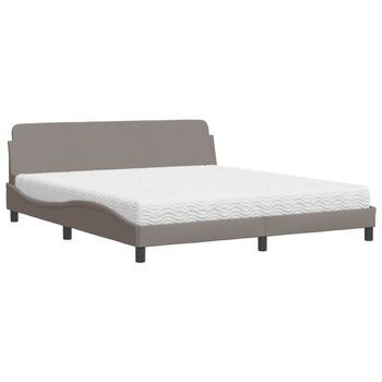 Cama Con Colchón De Tela Gris Taupe 180x200 Cm