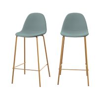 set de 2 taburetes para isla de cocina en cuero sintetico verde 65 cm