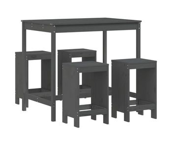 Set de mesa y taburetes altos jardin 5 piezas madera pino gris