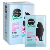 cosma nature 36 x 50 g en bolsitas - megapack ahorro - pollo y jamon de pollo